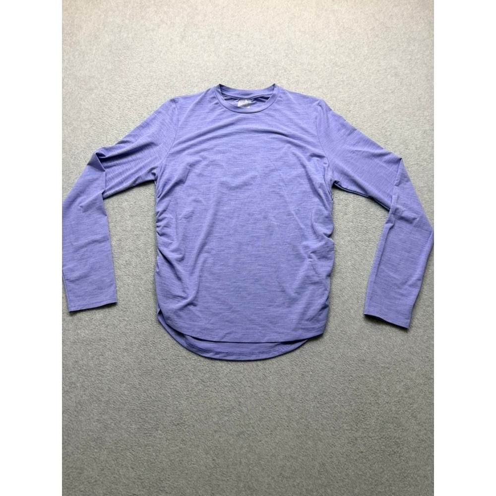 Calia Long Sleeve Tee Purple Heathered Crew Neck Ruched Side Top Small